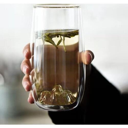 Creative Hill-shaped Glass Mug Double Wall Heat-resistant Tea Cup Home Bar Whiskey Tasting White Wine Glass Drinkware Gift