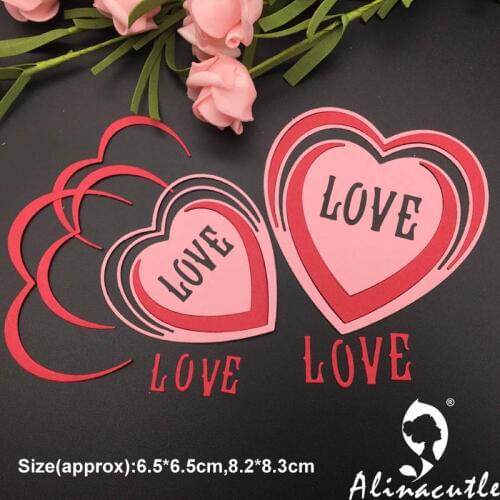 Die Cut METAL CUTTING DIES cut 2pc love heart wedding Alinacraft Scrapbooking paper craft album card punch knife art cutter die