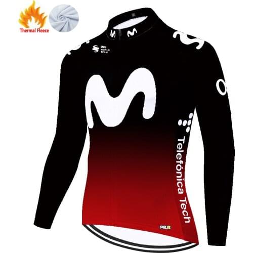 Movistar Winter Thermal Fleece Maillot Ciclismo Hombre Camiseta Ciclismo Masculino Cycling Jersey Men Camisa Ciclismo Masculina