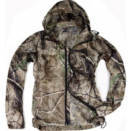 Bionic Camouflage Skin Shirt Ultra-Thin Breathable Clothes Men Outdoor Camping Hunting Fishing Quick Dry Sunscreen Hooded Jacket