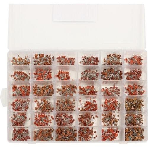3600pcs/lot 1PF-100nF Ceramic Capacitor Assortment Kit 10PF 22PF 33PF 47PF 100PF 330PF 470PF 1NF 10NF 47NF 50V Capacitors set