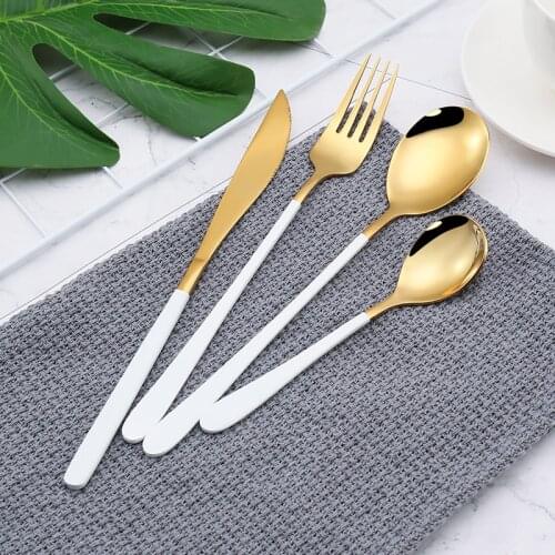 24pieces High Quality Custom Logo Golden Cutlery Knife Fork Spoon Set Stainless Steel