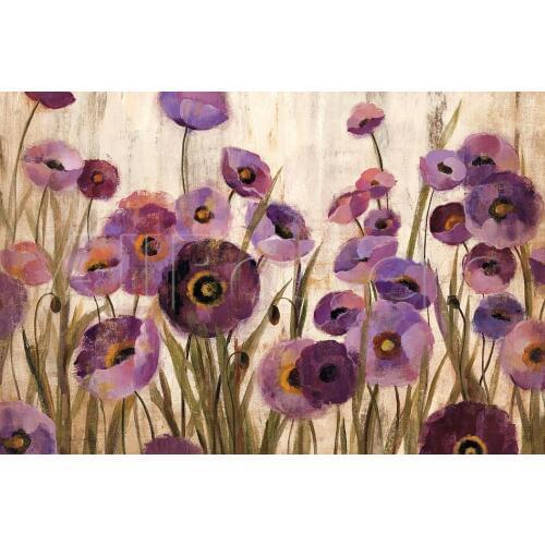Wall Art Canvas Abstract oil painting Pink and Purple Flowers by Silvia Vassileva handmade modern paintings living room Bedroom