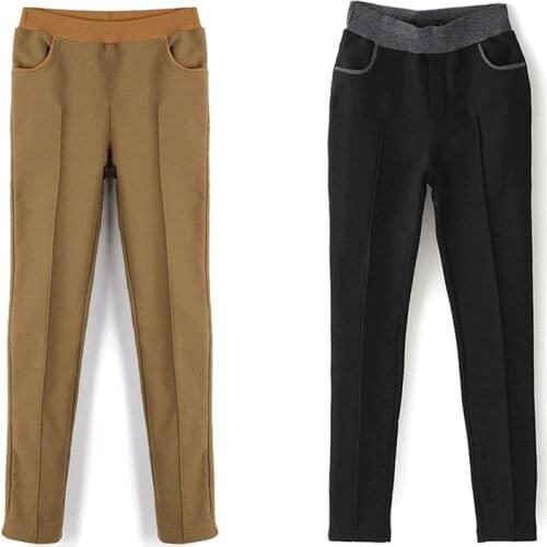 New Plus Size S-4XL Women Pencil Pants High Waist Skinny Thick Velvet Warm Winter Leggings Stretch small feet pencil Trousers
