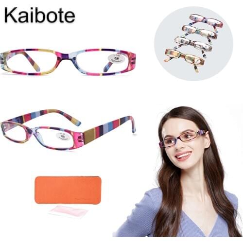 Kaibote R195122C Fashion Ladies Pattern Colorful Presbyopic Eyeglasses Female Small Frame Reading Glasses for Women with Pouch