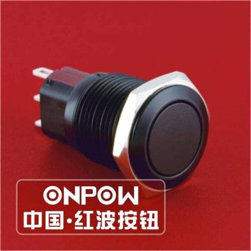 ONPOW 16mm Waterproof IP65 Momentary No fixation Black plated brass Anti-vandal Push Button Switch (GQ16-KF-11/J/A) CE,ROHS