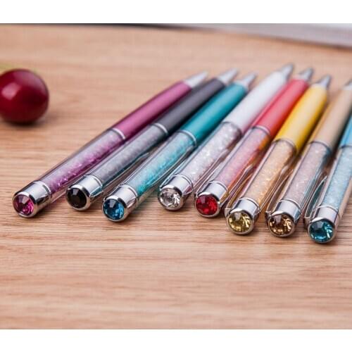 Wholesale 500PCS/LOT Crystal Gift Pen With Diamond On The Top Opening Party Favor Customized LOGO Name