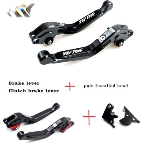 Logo(YZF R6) black+Titanium CNC Adjustable Motorcycle Brake Clutch Levers For YZF R6 YZFR6 1999 2000 2001 2002 2003 2004