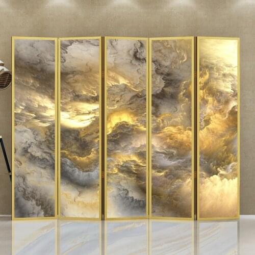 North European and American style light luxury art screen partition wall living room entrance concealed folding mobile screen