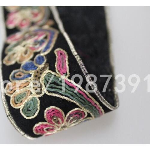 Wide about4.7cm 4yards/lot Polyester cotton Woven Jacquard Ribbon embroider with Sequins Trims Quilt Accessories LS-0107