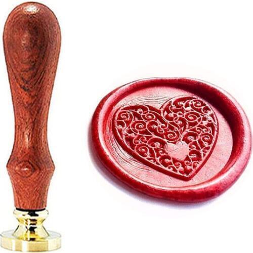 The Heart Wax Seal Stamp with Rosewood Handle - Ideal for Decorating Gift Packing, Envelopes, Parcels, Invitations