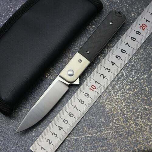 KW Flipper Folding Knife N690 Blade Bone+CF Handle Tactical Outdoor Camping Hunting Fishing Trekking Fruit Pocket EDC tools