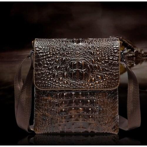 Luufan Genuine Leather Men Bag Casual Vintage Alligator Shoulder Bag Male Messenger Bag Crocodile Print Crossbody Bags For IPAD