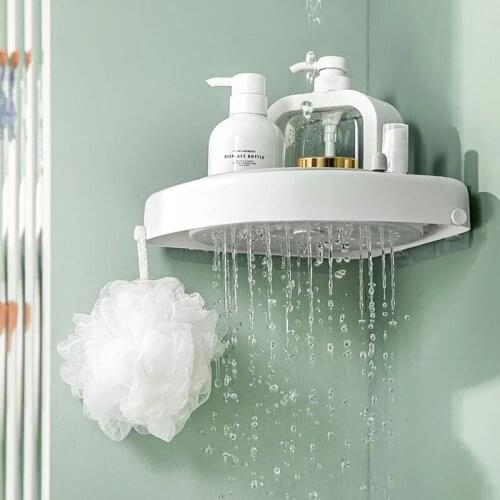 Bathroom Storage Punch-free Triangular Shelves Holder Shower Corner Shelf Shower Gel Kitchen Rack Holder Accessories Tassimo