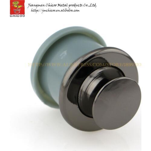 Black colour Zinc alloy and ABS plastic push button knob furniture drawer Recessed Handle Flush pull handle