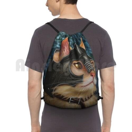 Cat Backpack Drawstring Bags Gym Bag Waterproof Cool Battle Cats Vintage Historical Costume Fantasy Kitten Magic Cat In