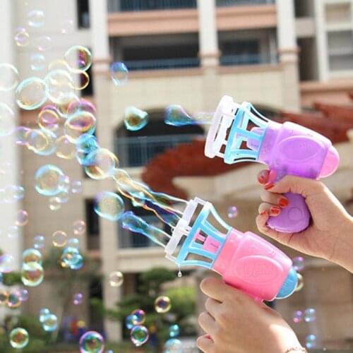 Bubble Blower Machine Toy Plastic Electric Automatic Bubble Machine Water Fan Gun Blower Kids Playing Toys Manual Gun Blower