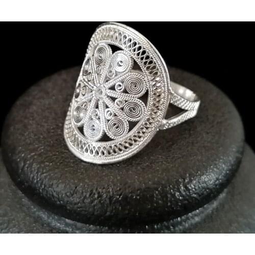 Daisy Flower 999 Sterling Silver Bohemian Rings For Women Big Boho Ring Adjustable Steampunk Handmade Luxury Jewelry Vintage