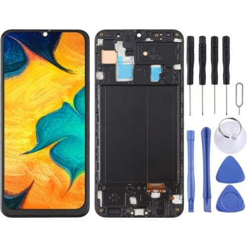 IPartsBuy OLED Material LCD Screen and Digitizer Full Assembly with Frame for Samsung Galaxy A30 SM-A305