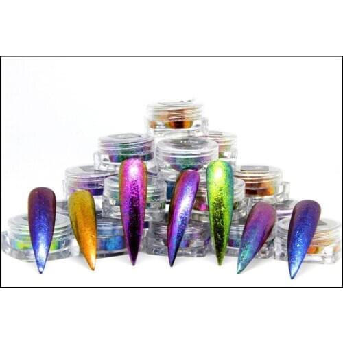 1 Jar .2g IUMEF4 Intense Color-shift Flakes Mirror Chrome Chameleon Pigments Holographic Metallic Foil Art Pigment