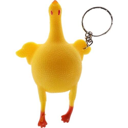 1Pcs Anti Stress Squeeze Chicken&Eggs Laying Hens Autism Mood key chain