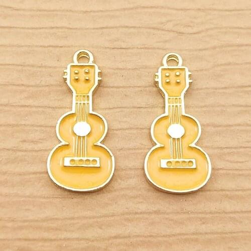 10pcs 11x24mm enamel guitar charm for jewelry making cute earring pendant bracelet necklace charms diy design charms