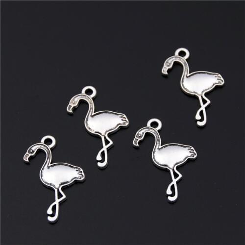 10pcs Silver Color Flamingo Charms Pendant DIY Bracelet Necklace Jewelry Accessory DIY Craft A2440