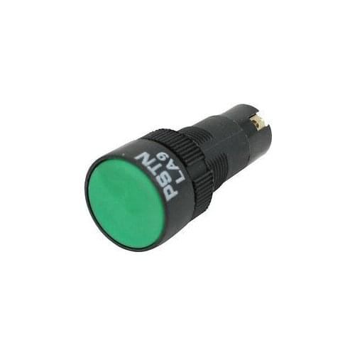 16mm Thread Green 2 Pin Terminals SPST Momentary Push Button Switch AC 250V 3A