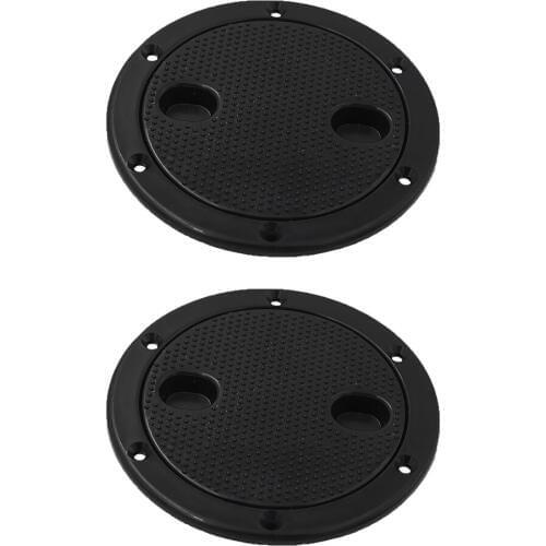 2pcs Marine Boat Black 6'' Access Hatch Covers Twist Screw Out Deck Plates