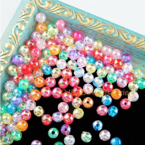 250 New Shiny Round Charms Acrylic Spacer Beads Mixed Colored 6mm