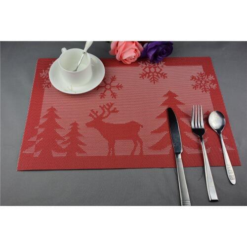 4pcs/lot High Quality placemat pvc placemat western pad dining table mat jacquard christmas series EJI 0818