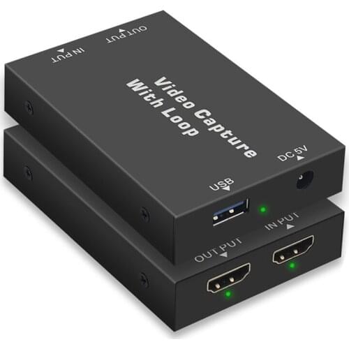 4K Loop HDMI-compatible Video Capture Card Grabber 1080P USB 2.0 Video Recording Plate for PS4 Xbox Game Live Streaming Device