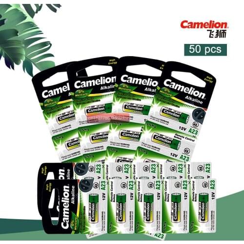 50pcs Camelion 12V 23A Ultra Alkaline Battery High Voltage Battery A23 V23GA MN21 For Calculators /Keyfob Remotes /Alarms