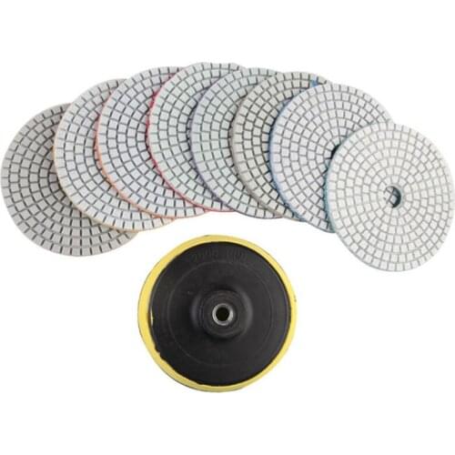 8/9/11/12/19 Pcs Diamond Water Grinding Pad Grit Wet Diamond Polishing Pads 4Inch Wet Dry Set for Concrete Marble Quartz M17E
