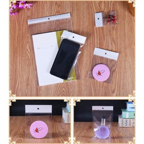 8 wire High Clear OPP Adhesive Hanging Bag Thick Transparent Poly Resealable Packaging Bag Plastic Header Gift Bags