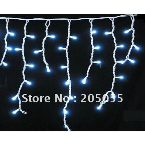 96 LED Icicle Christmas Holiday Light Wedding Party Decoration Xmas Decor 3M 9.4ft Clear Bulb Clear wire with Tail plug -White