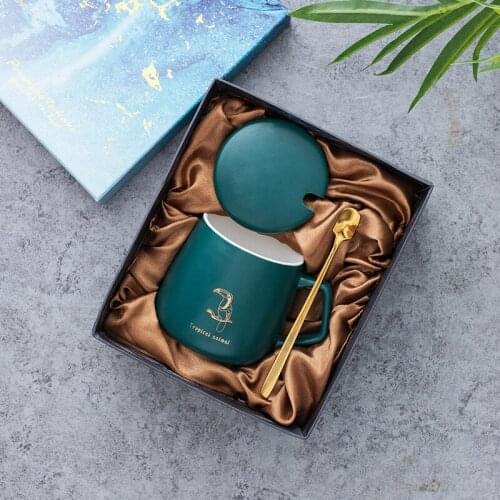 Free Shipping Nordic Simple Classic Ins Ceramic with Cover Spoon Mug Coffee Cup Office Household Water Cup CN(Origin) CE / EU