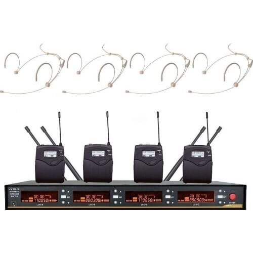 Bolymic Headset Head Microphone Mic UHF 4 Channel Outdoor Microphone Wireless System For Outdoor Church School Stage Party