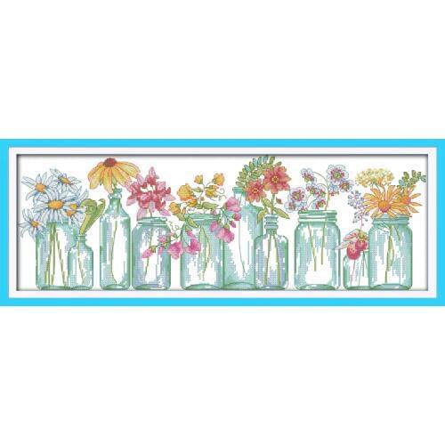 Everlasting Love The Flower Vases Ecological Cotton Cross Stitch Kits 11CT 14CT Stamped DIY Gift New Year Decorations For Home