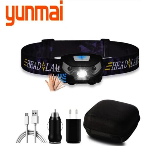 Flashlight Camping Torch Light Lamp With USB XP-G Q5 Powerfull Headlamp Usb Rechargeable LED Headlight Body Motion Sensor Head