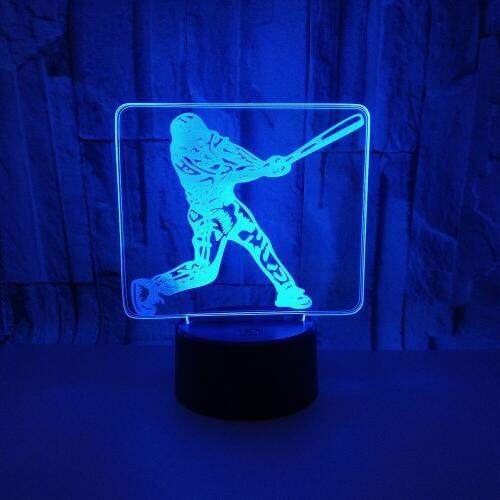 Play Baseball 3D Night Light Acrylic LED Colorful Remote Touch Atmosphere Lamp Baby Sleeppping Desk Table Lamp Creative Gift