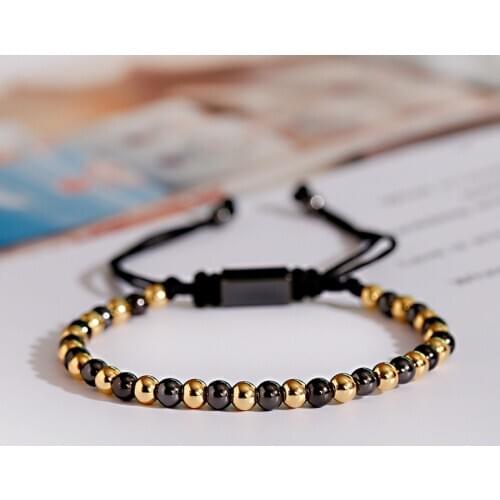 Classic Men Women Bracelet 4MM Copper Beaded Charm Bracelet Pulseira Adjustable Bracelet Fashion Jewelry Gift