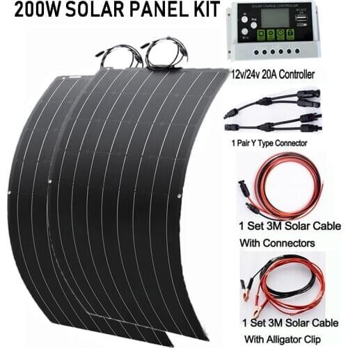 Solar Panel Kit 200W 100W Flexible Solar Panels 12v 24v High Efficiency Battery Charger Module