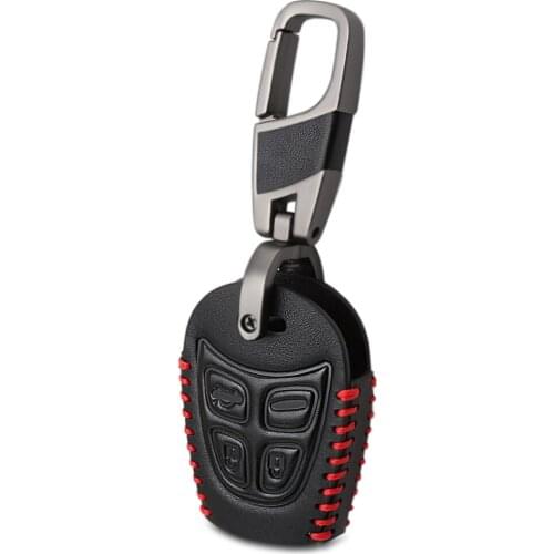 Leather Car Key Cover FOB Case For SAAB 9-3 9-5 93 95 4 Buttons Remote Car Key Jacket Case Cover Keychain Car-styLing