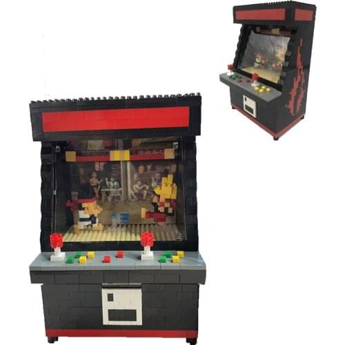 Mini Creative Popular Fighter Game Vending Machine Arcade Case Crane machine Micro Model Building Blocks Toys For Kids Gifts