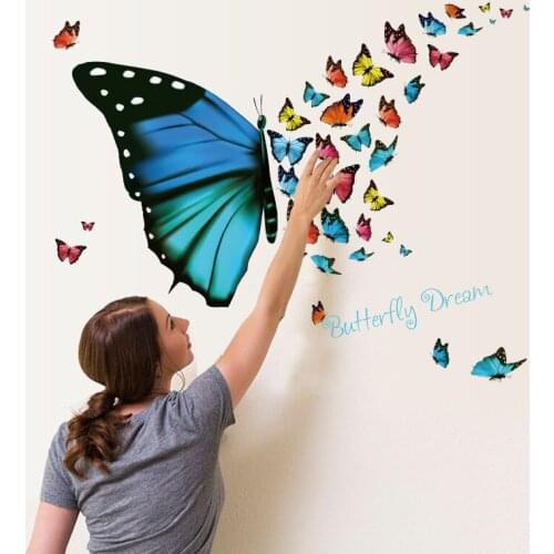Pas cher de haute qualité créative maison autocollants papillon motif stickers muraux décoration de la maison cuisine mur art dé