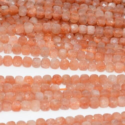 Natural Sunstone Faceted Irregular Cube Bead 4.2mm~4.5mm
