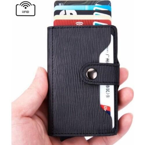 New Metal Anti Rfid leather Hasp Wallet for Men Women Business Cardholder Cash Card Pocket Case Credit ID Bank Card Holder