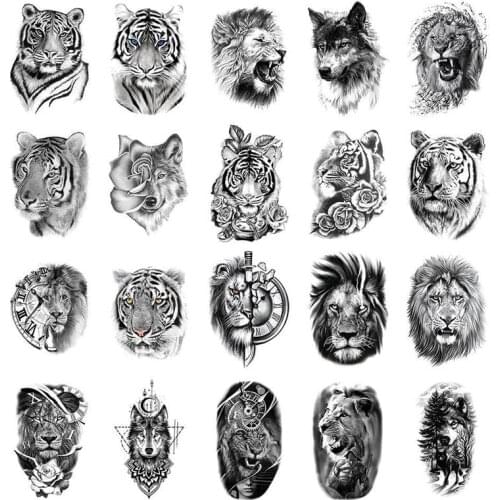 20 Sheets 3D Large Temporary Tattoos Waterproof Tattoos Stickers Black 3D Realistic Tatoo Stickers For Men Women Adults Tatouage