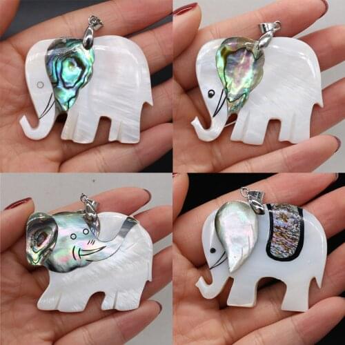 Natural Shell Pendants Cute Elephant Mother-of-pearl Charms for Jewelry Making Design Girls Necklace Crafts